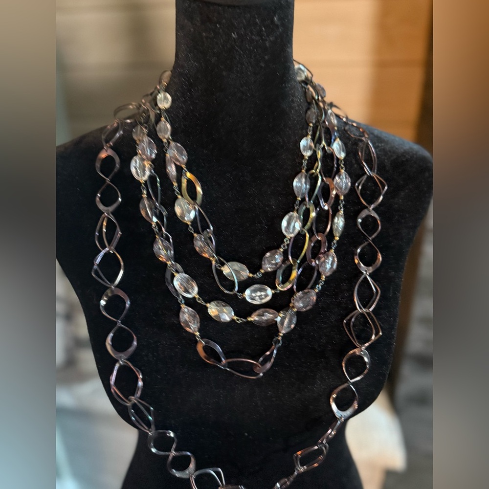 Chico's Black and Silver Multi-Strand Necklace